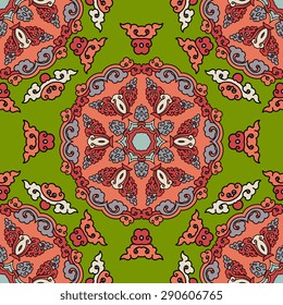 Seamless pattern ethnic style. Vintage decorative texture. Indian, arabic motive.