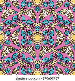 Seamless pattern ethnic style. Vintage decorative texture. Indian, arabic motive.