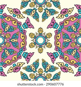 Seamless pattern ethnic style. Vintage decorative texture. Indian, arabic motive.