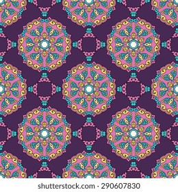 Seamless pattern ethnic style. Vintage decorative texture. Indian, arabic motive.