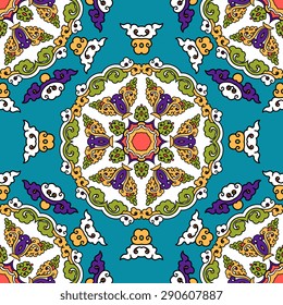 Seamless pattern ethnic style. Vintage decorative texture. Indian, arabic motive.