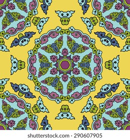 Seamless pattern ethnic style. Vintage decorative texture. Indian, arabic motive.