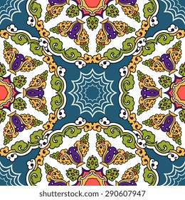 Seamless pattern ethnic style. Vintage decorative texture. Indian, arabic motive.