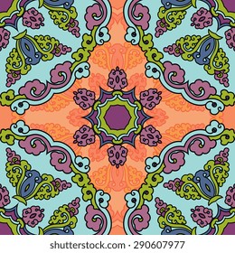 Seamless pattern ethnic style. Vintage decorative texture. Indian, arabic motive.