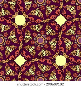 Seamless pattern ethnic style. Vintage decorative texture. Indian, arabic motive.