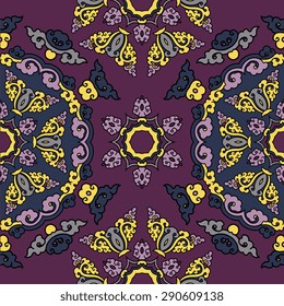 Seamless pattern ethnic style. Vintage decorative texture. Indian, arabic motive.