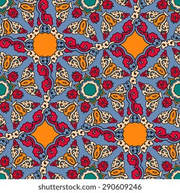 Seamless pattern ethnic style. Vintage decorative texture. Indian, arabic motive.