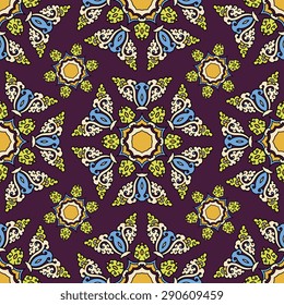 Seamless pattern ethnic style. Vintage decorative texture. Indian, arabic motive.