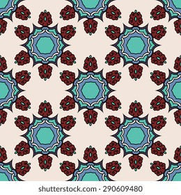 Seamless pattern ethnic style. Vintage decorative texture. Indian, arabic motive.