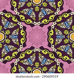 Seamless pattern ethnic style. Vintage decorative texture. Indian, arabic motive.
