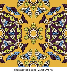 Seamless pattern ethnic style. Vintage decorative texture. Indian, arabic motive.