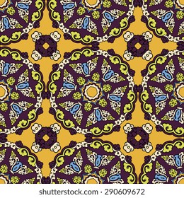 Seamless pattern ethnic style. Vintage decorative texture. Indian, arabic motive.