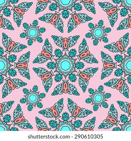 Seamless pattern ethnic style. Vintage decorative texture. Indian, arabic motive.