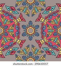 Seamless pattern ethnic style. Vintage decorative texture. Indian, arabic motive.