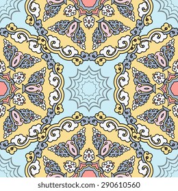Seamless pattern ethnic style. Vintage decorative texture. Indian, arabic motive.