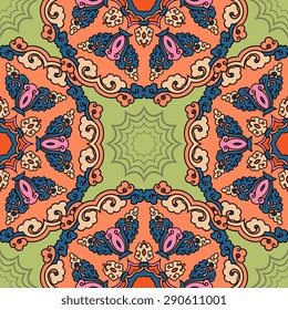 Seamless pattern ethnic style. Vintage decorative texture. Indian, arabic motive.