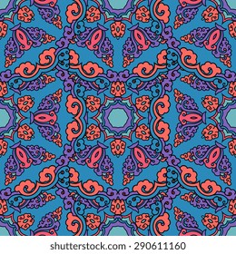 Seamless pattern ethnic style. Vintage decorative texture. Indian, arabic motive.