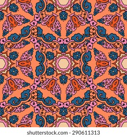 Seamless pattern ethnic style. Vintage decorative texture. Indian, arabic motive.