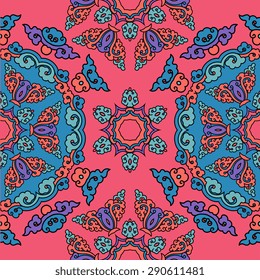 Seamless pattern ethnic style. Vintage decorative texture. Indian, arabic motive.