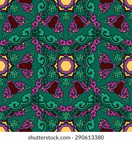 Seamless pattern ethnic style. Vintage decorative texture. Indian, arabic motive.
