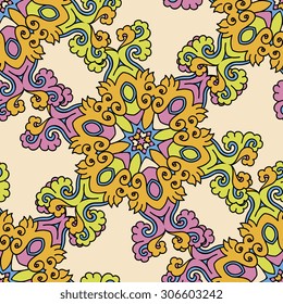 Seamless pattern ethnic style. Vintage decorative texture. Indian, arabic motive.