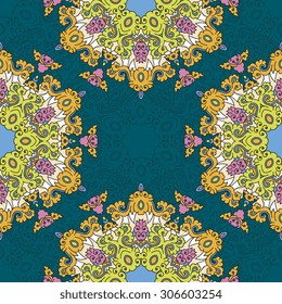 Seamless pattern ethnic style. Vintage decorative texture. Indian, arabic motive.