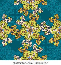 Seamless pattern ethnic style. Vintage decorative texture. Indian, arabic motive.