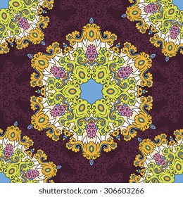 Seamless pattern ethnic style. Vintage decorative texture. Indian, arabic motive.
