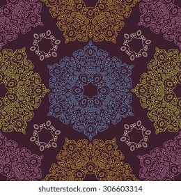 Seamless pattern ethnic style. Vintage decorative texture. Indian, arabic motive.
