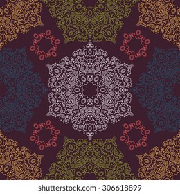 Seamless pattern ethnic style. Vintage decorative texture. Indian, arabic motive.