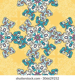 Seamless pattern ethnic style. Vintage decorative texture. Indian, arabic motive.