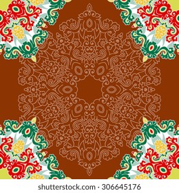 Seamless pattern ethnic style. Vintage decorative texture. Indian, arabic motive.