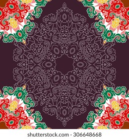 Seamless pattern ethnic style. Vintage decorative texture. Indian, arabic motive.