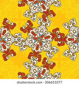 Seamless pattern ethnic style. Vintage decorative texture. Indian, arabic motive.