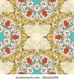 Seamless pattern ethnic style. Vintage decorative texture. Indian, arabic motive.