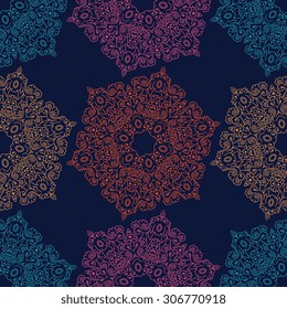 Seamless pattern ethnic style. Vintage decorative texture. Indian, arabic motive.
