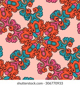 Seamless pattern ethnic style. Vintage decorative texture. Indian, arabic motive.