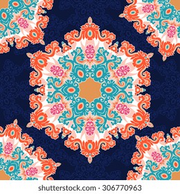 Seamless pattern ethnic style. Vintage decorative texture. Indian, arabic motive.
