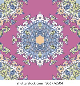 Seamless pattern ethnic style. Vintage decorative texture. Indian, arabic motive.