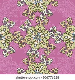 Seamless pattern ethnic style. Vintage decorative texture. Indian, arabic motive.