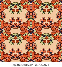 Seamless pattern ethnic style. Vintage decorative texture. Indian, arabic motive.