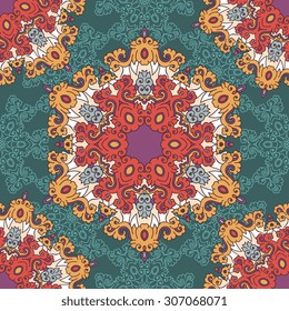Seamless pattern ethnic style. Vintage decorative texture. Indian, arabic motive.