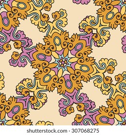 Seamless pattern ethnic style. Vintage decorative texture. Indian, arabic motive.