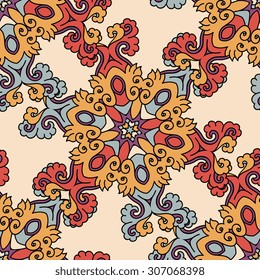 Seamless pattern ethnic style. Vintage decorative texture. Indian, arabic motive.