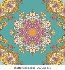 Seamless pattern ethnic style. Vintage decorative texture. Indian, arabic motive.