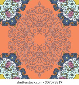 Seamless pattern ethnic style. Vintage decorative texture. Indian, arabic motive.