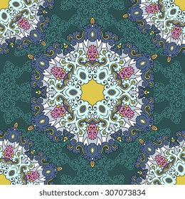 Seamless pattern ethnic style. Vintage decorative texture. Indian, arabic motive.