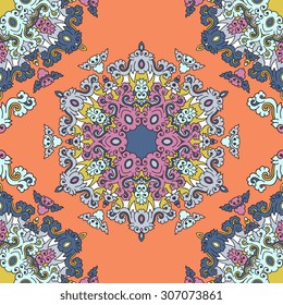 Seamless pattern ethnic style. Vintage decorative texture. Indian, arabic motive.