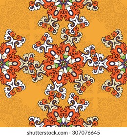 Seamless pattern ethnic style. Vintage decorative texture. Indian, arabic motive.