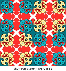 Seamless pattern ethnic style. Vintage decorative texture. Indian, arabic motive.